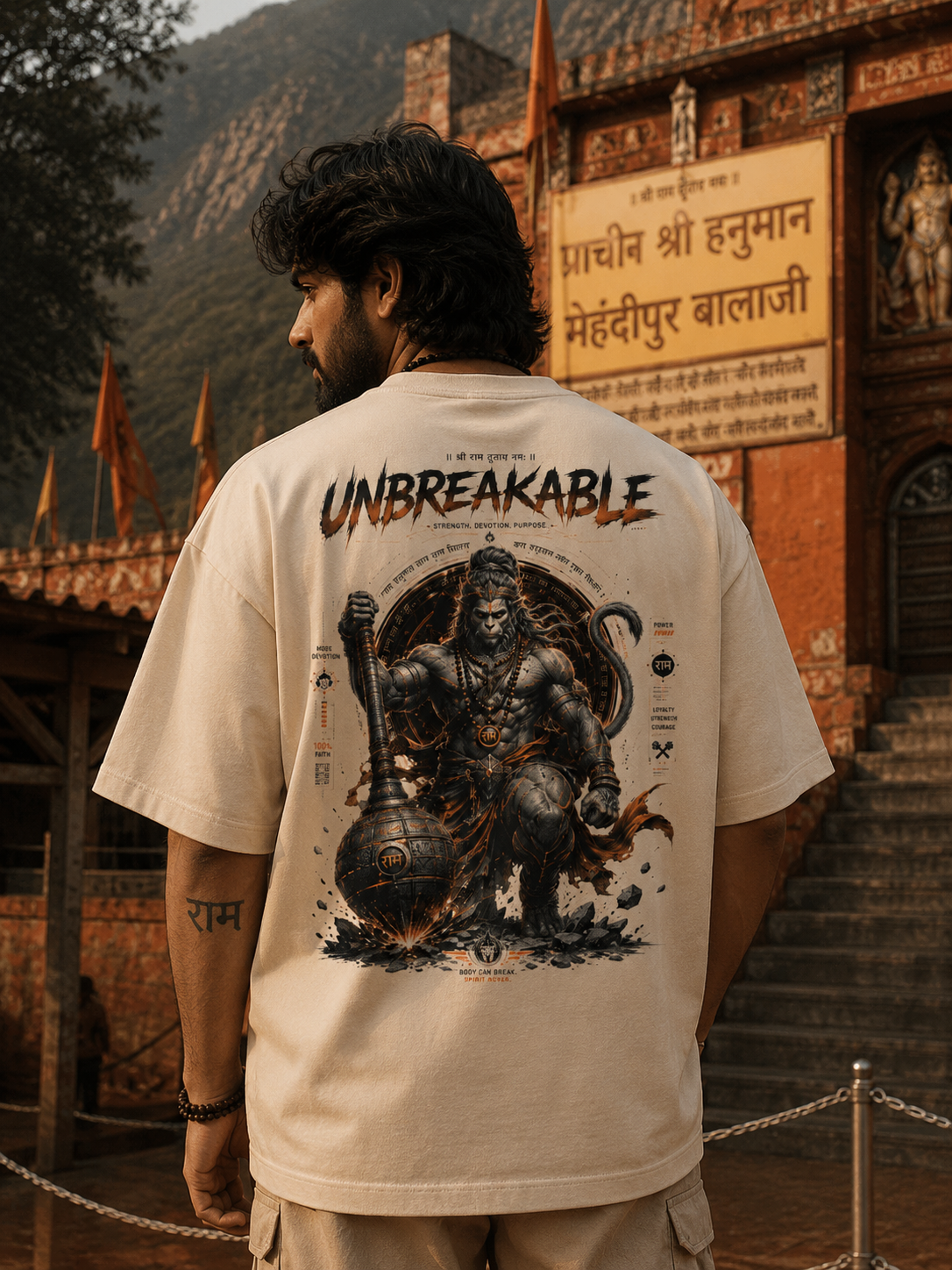 Unbreakable Hanuman Oversized T-Shirt