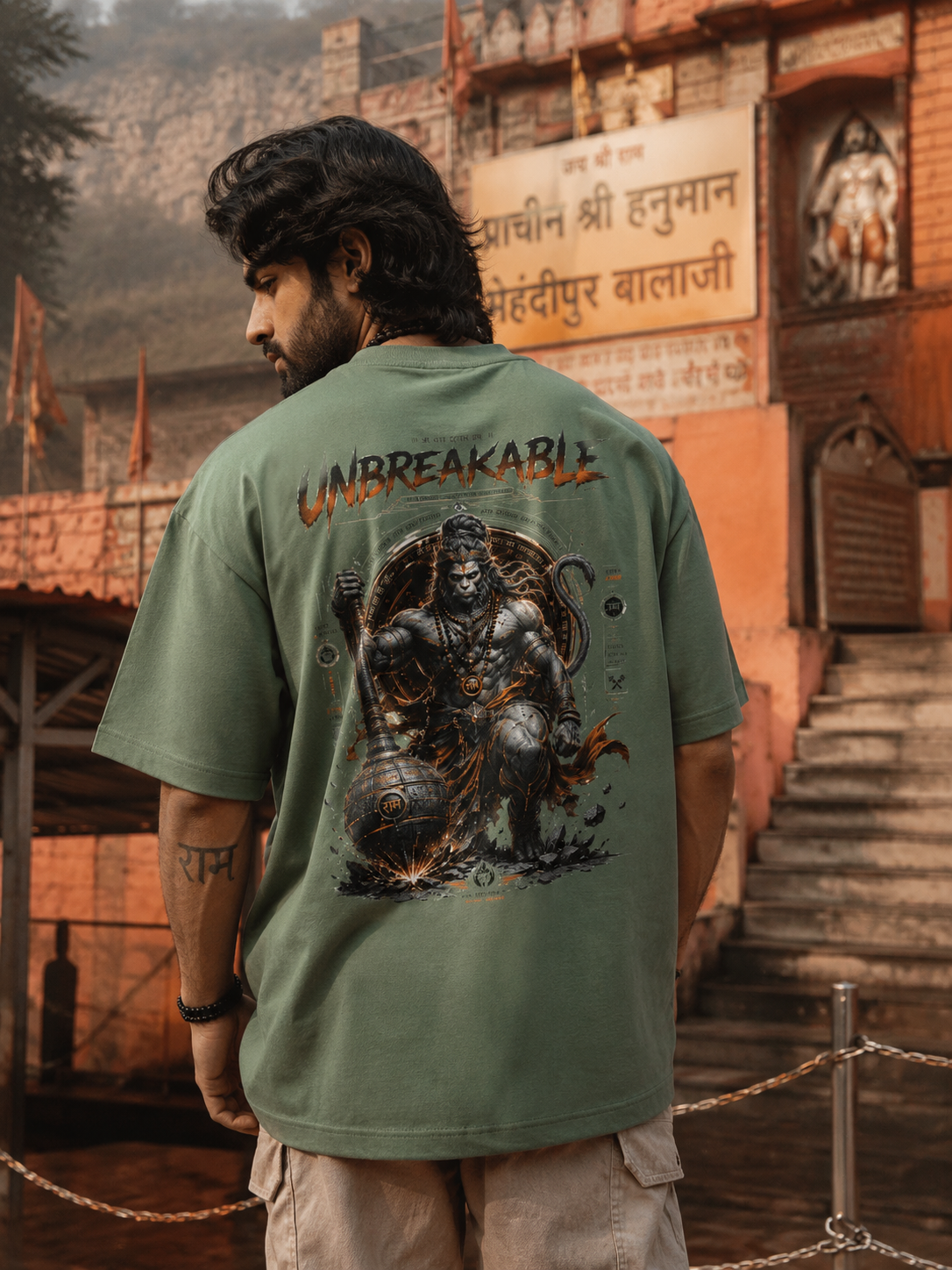 Unbreakable Hanuman Oversized T-Shirt
