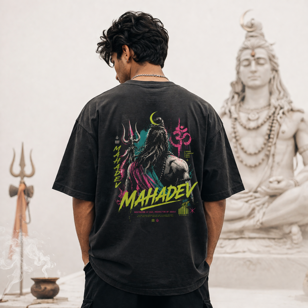 Mahadev Neon Street Graphic Oversized T-Shirt