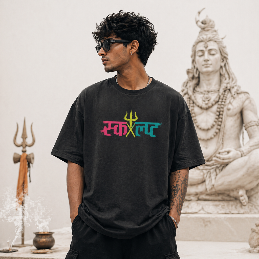 Mahadev Neon Street Graphic Oversized T-Shirt