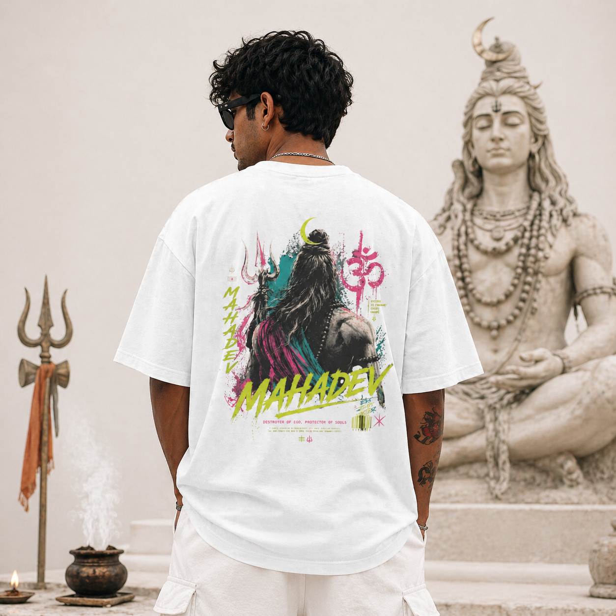Mahadev Neon Street Graphic Oversized T-Shirt
