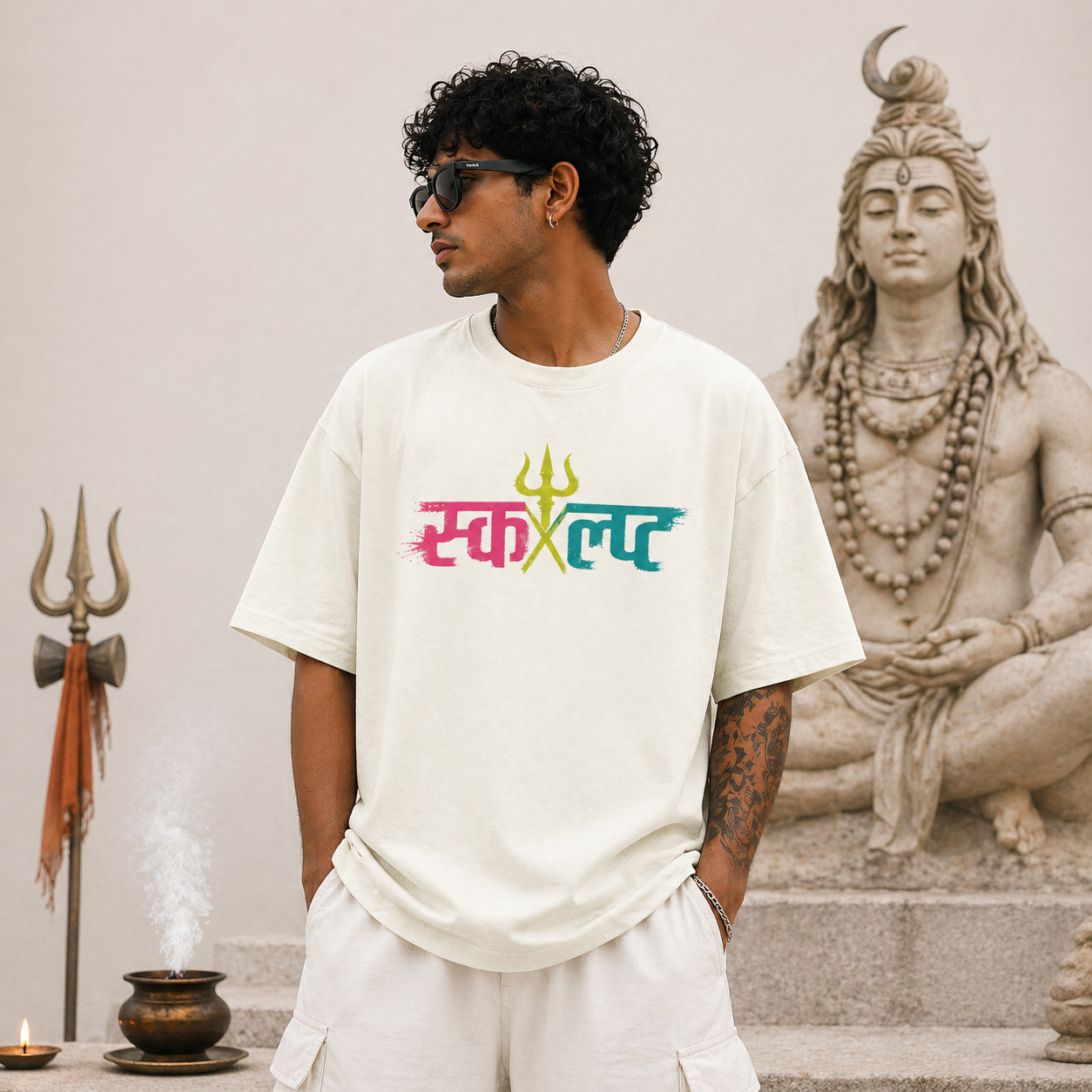 Mahadev Neon Street Graphic Oversized T-Shirt