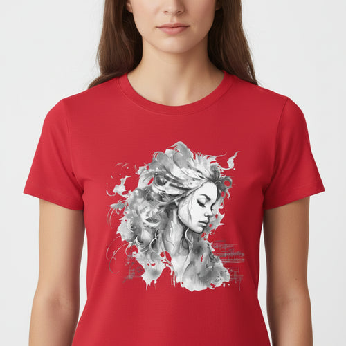 Artistic Girl Portrait Women’s Curved Fit T-Shirt