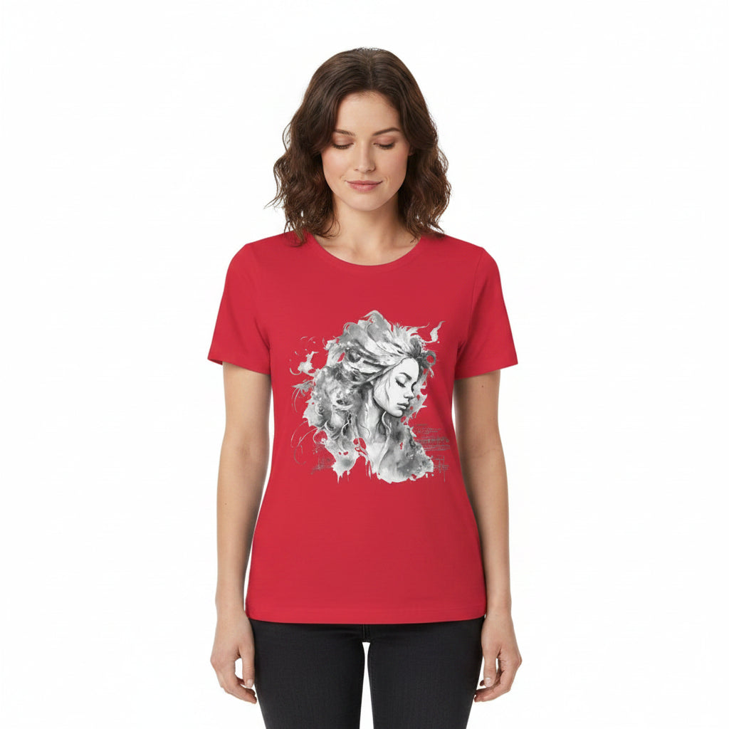 Artistic Girl Portrait Women’s Curved Fit T-Shirt