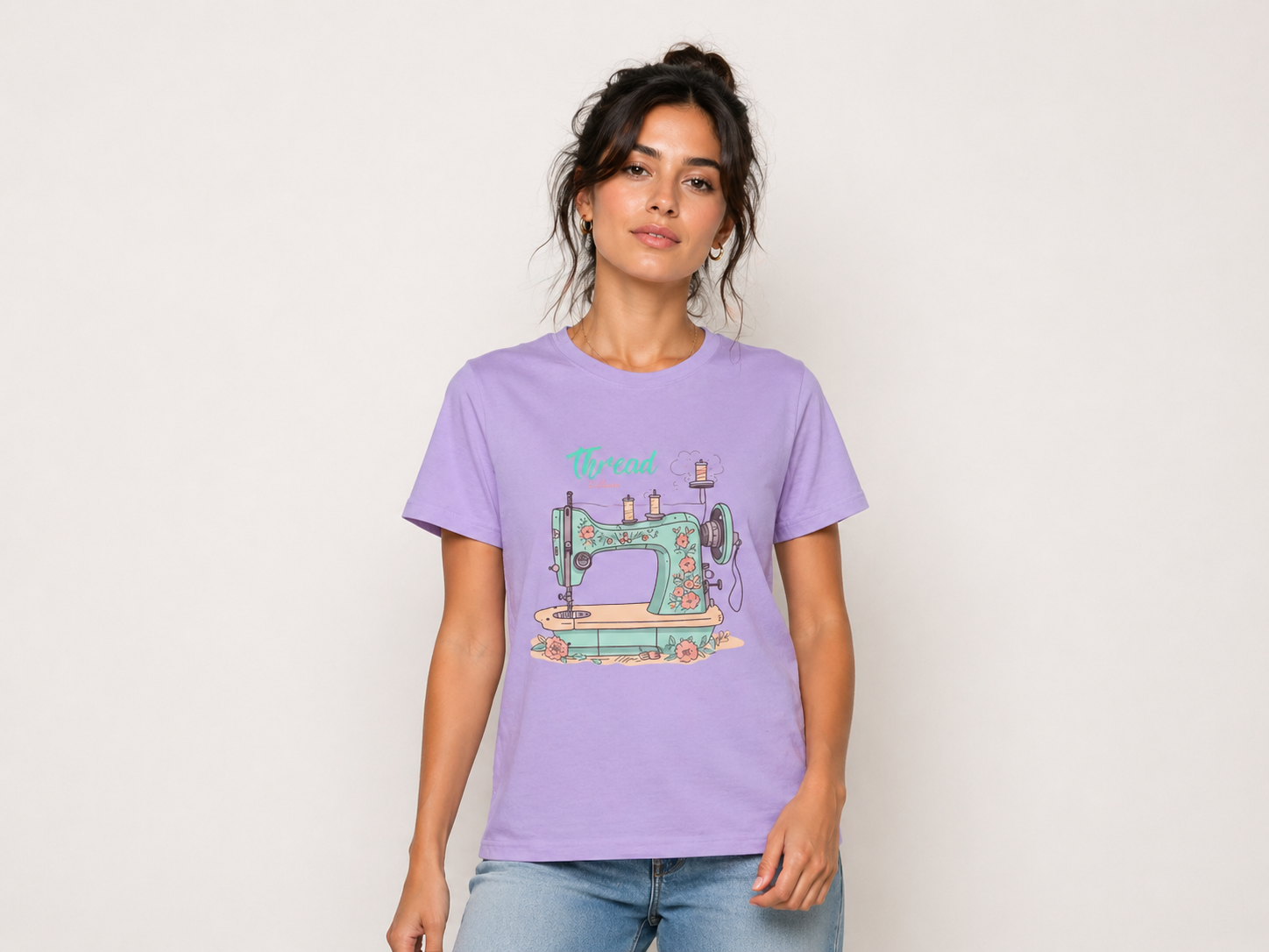 Thread & Bloom Floral Sewing Machine Women’s T-Shirt