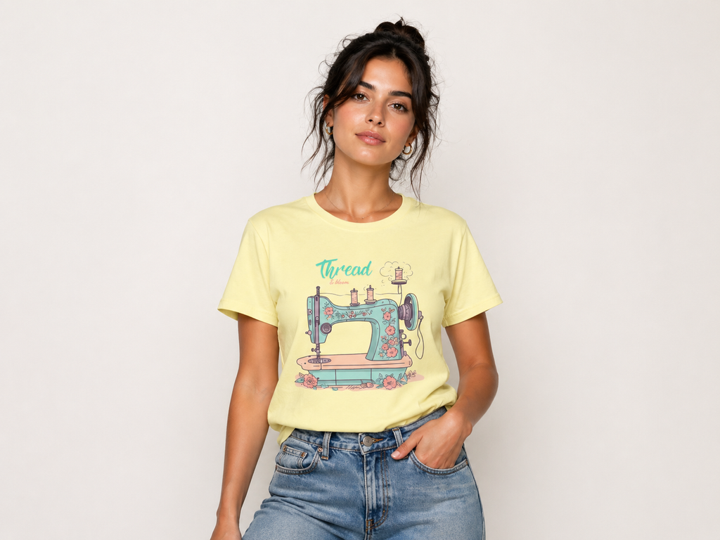 Thread & Bloom Floral Sewing Machine Women’s T-Shirt