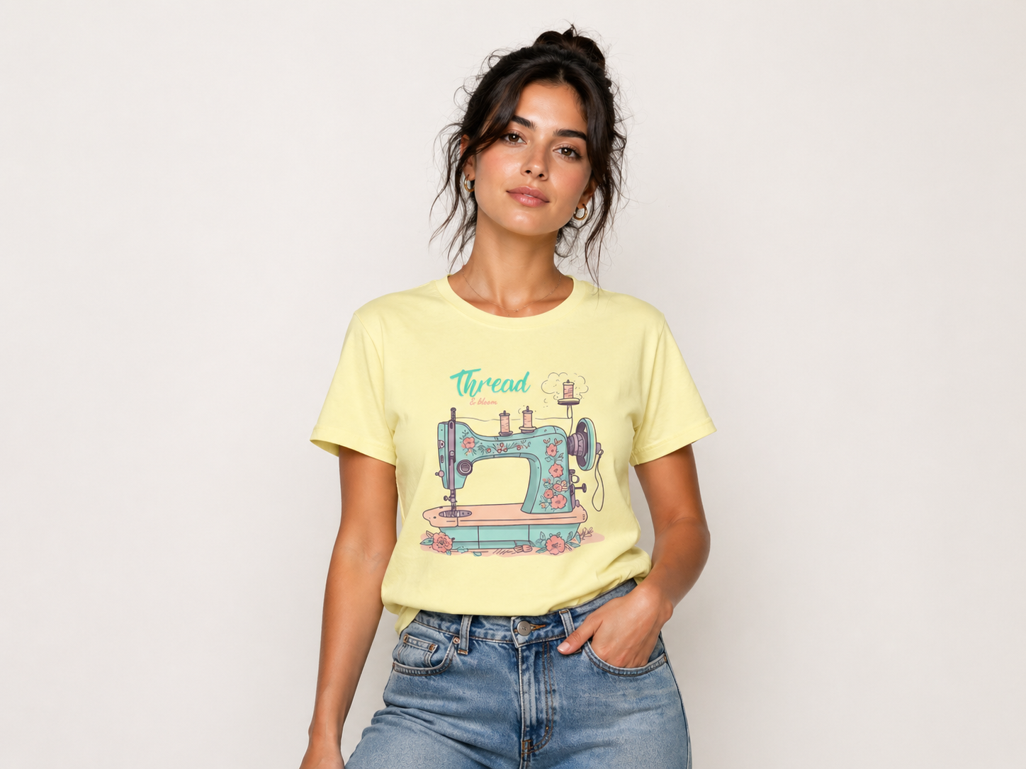 Thread & Bloom Floral Sewing Machine Women’s T-Shirt