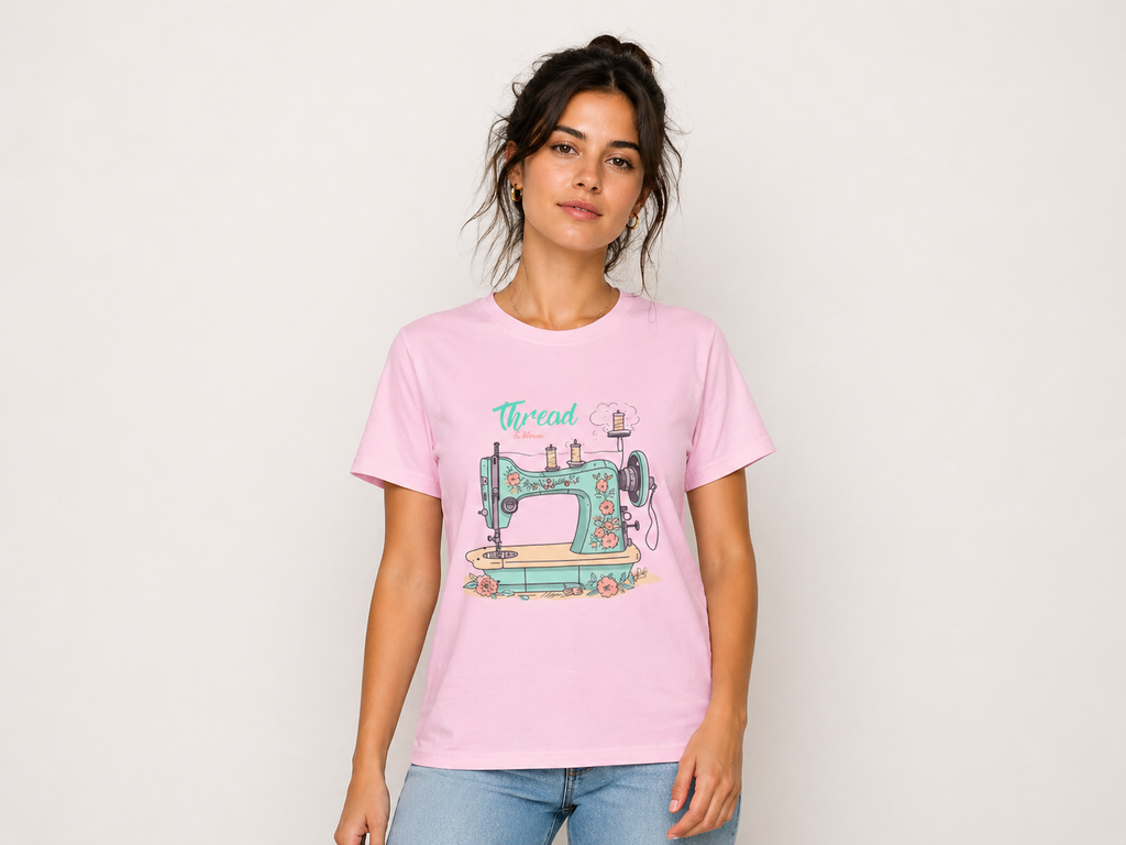 Thread & Bloom Floral Sewing Machine Women’s T-Shirt