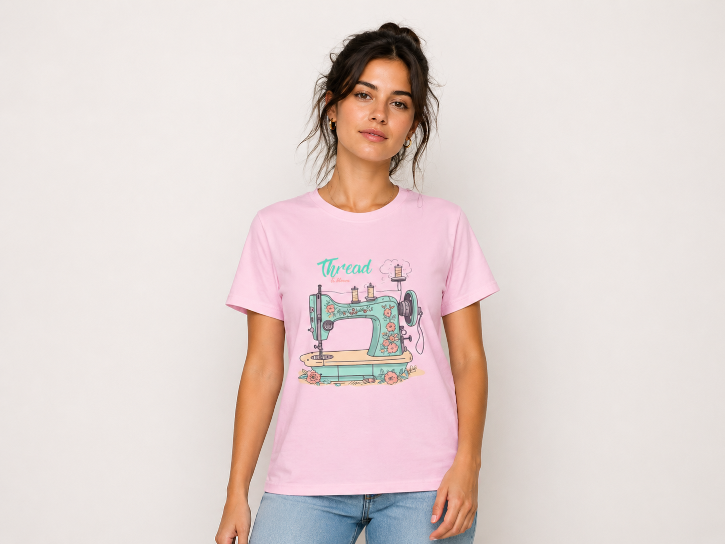 Thread & Bloom Floral Sewing Machine Women’s T-Shirt