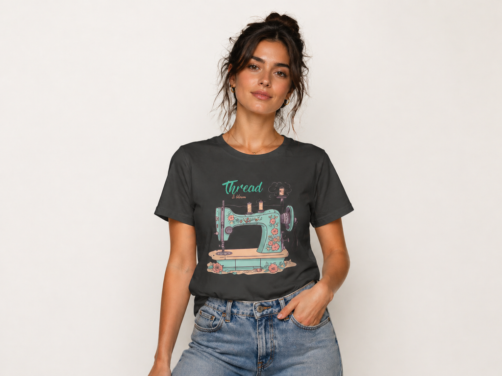 Thread & Bloom Floral Sewing Machine Women’s T-Shirt