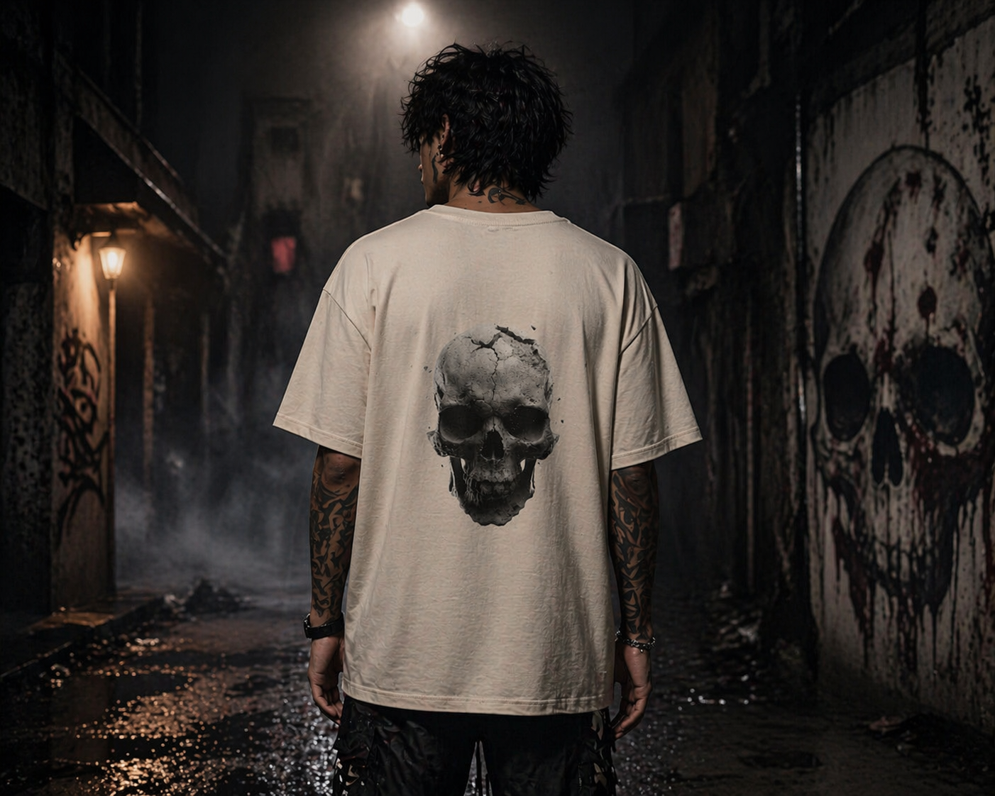 Skull Printed Oversized T-Shirt