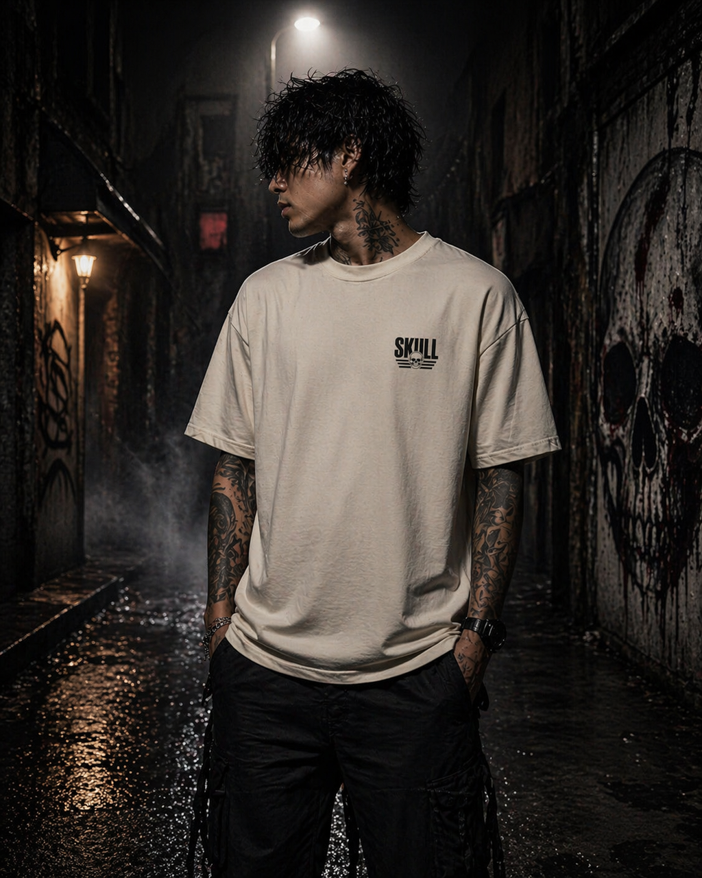 Skull Printed Oversized T-Shirt