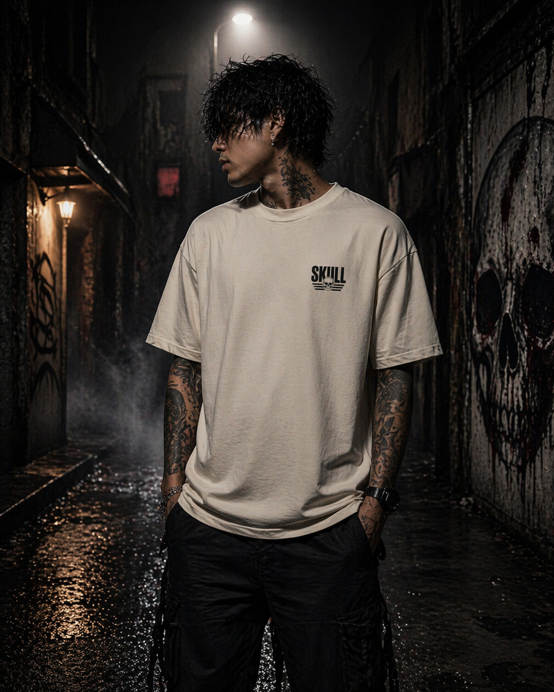 Skull Printed Oversized T-Shirt