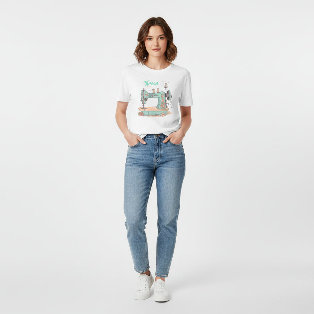Thread & Bloom Floral Sewing Machine Women’s T-Shirt