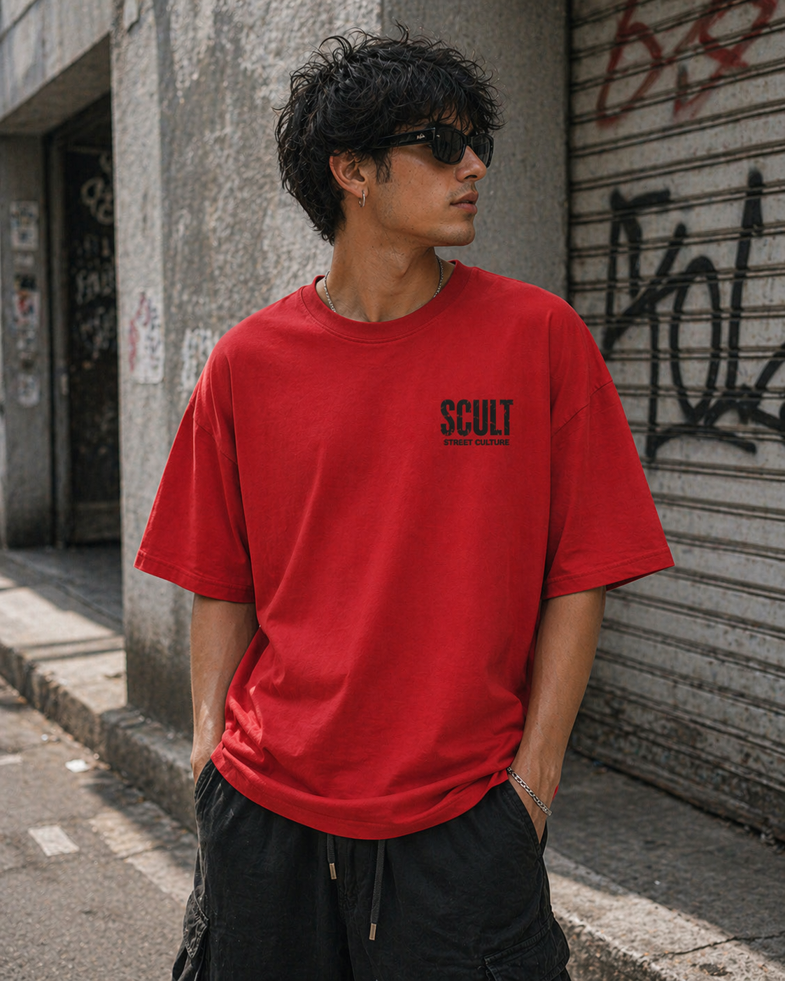 EREN Red Oversized T-Shirt