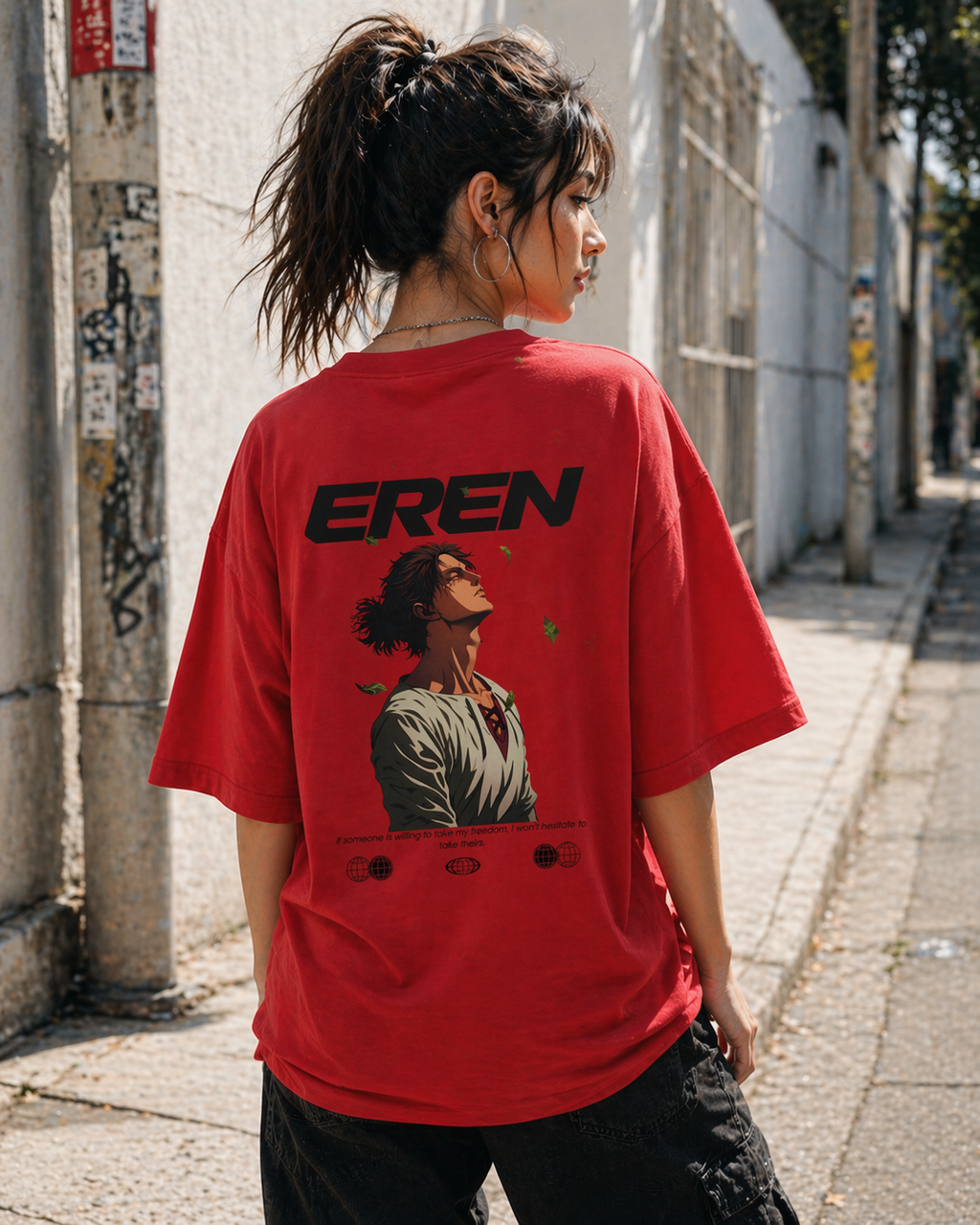 EREN Red Oversized T-Shirt