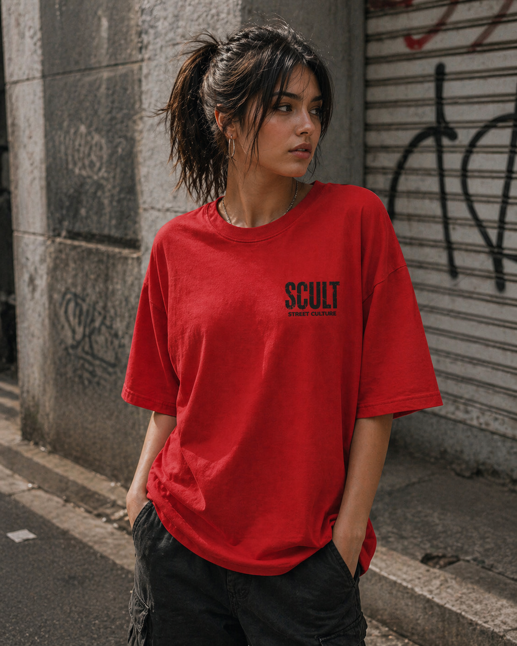 EREN Red Oversized T-Shirt