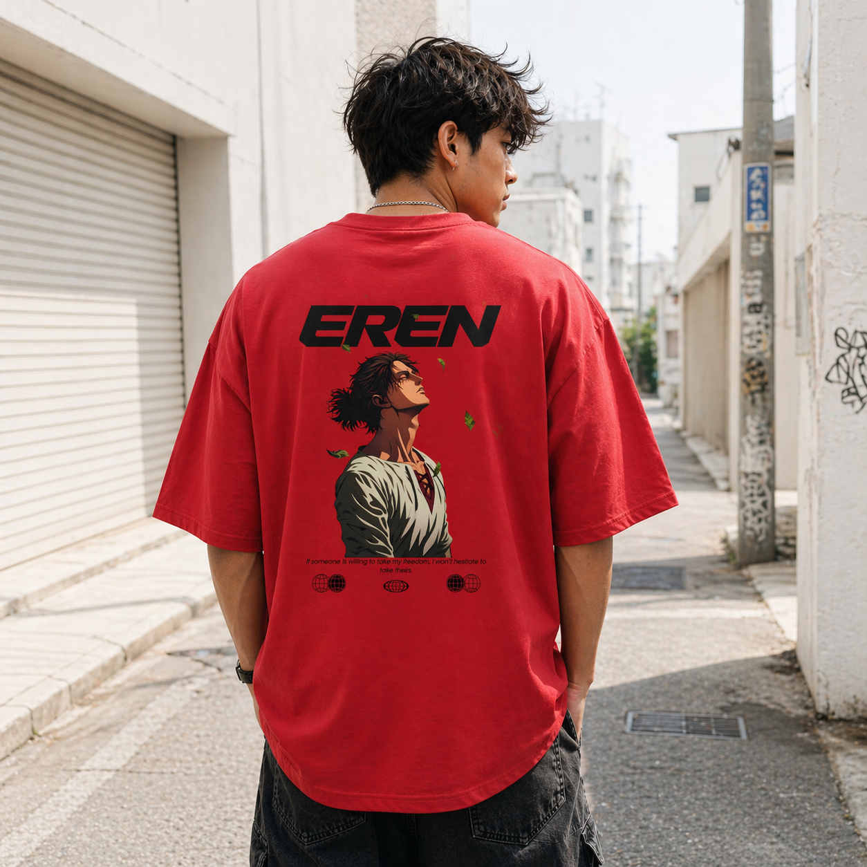 EREN Red Oversized T-Shirt