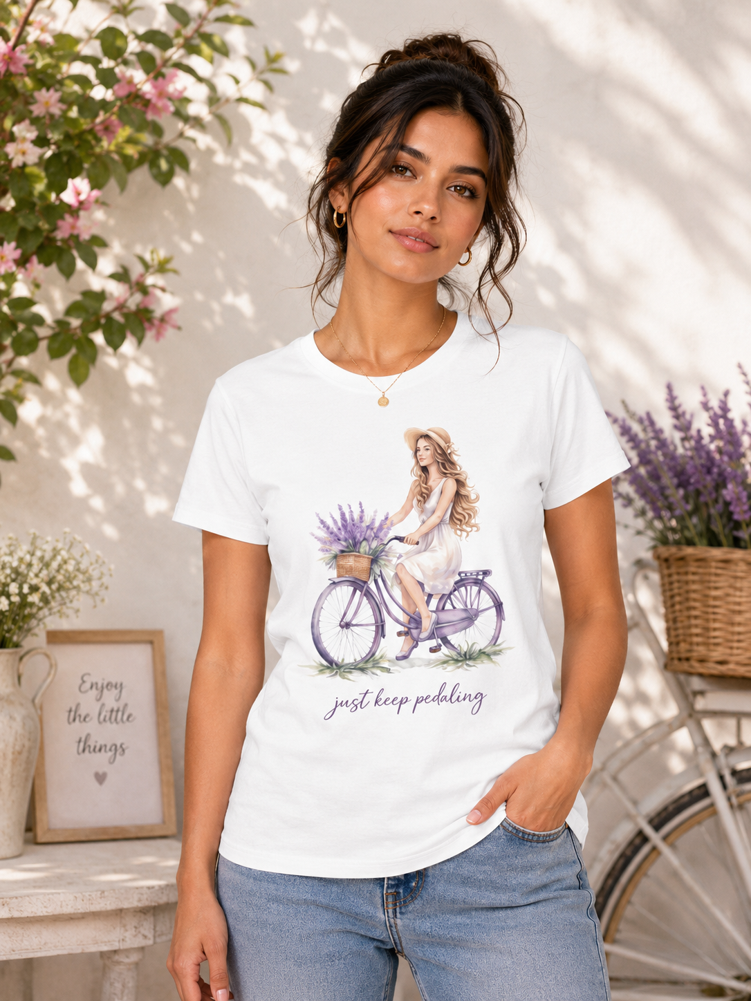“Just Keep Pedaling” Women’s Regular Fit T-Shirt