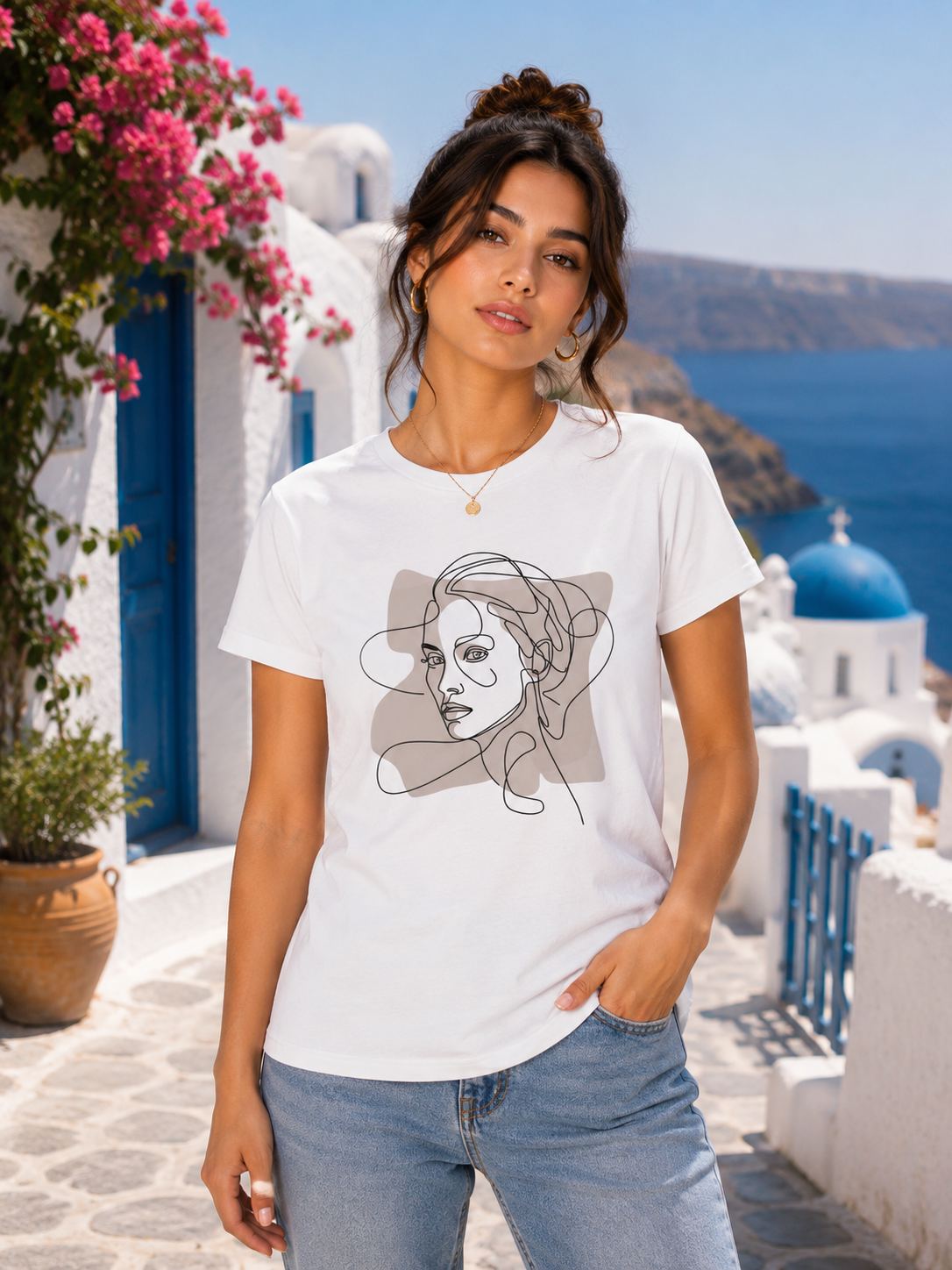 Minimal Abstract Face Women’s Regular Fit T-Shirt