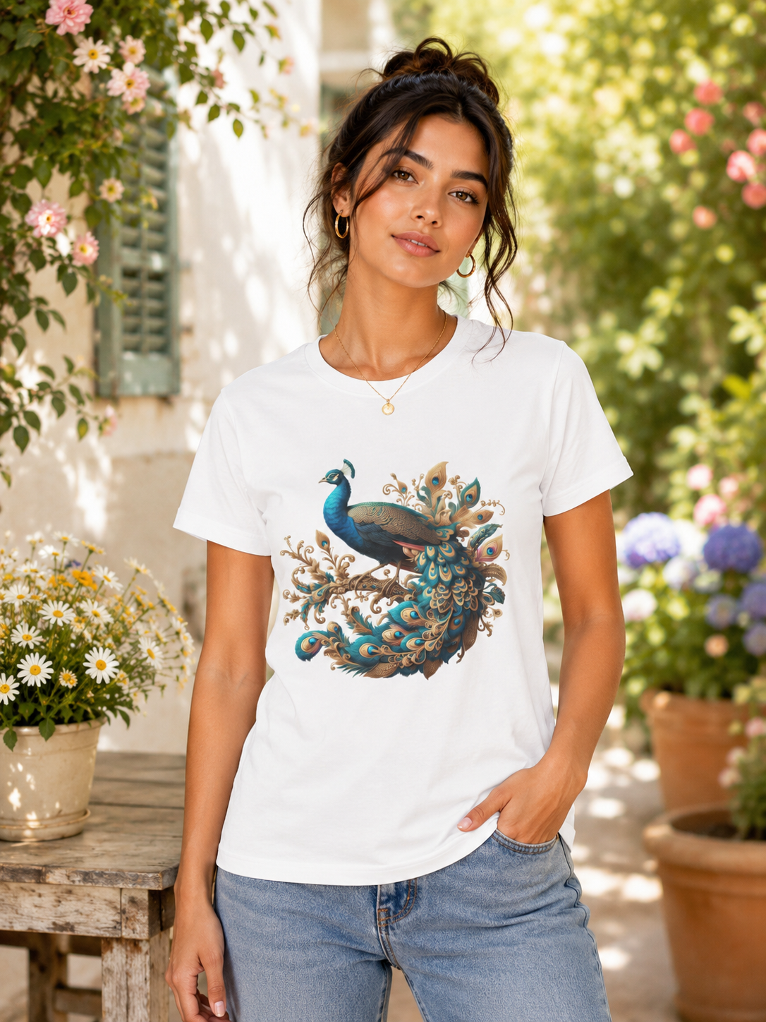 Elegant Artistic Peacock Women’s Regular Fit T-Shirt